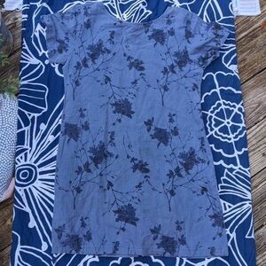 Vintage Coldwater Creek Blue Floral Linen Dress, Size Medium